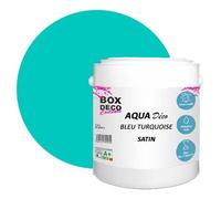 BOX DECO COULEURS Peinture murale acrylique aspect satin Aqua Déco - 2,5 L, Bleu Turquoise