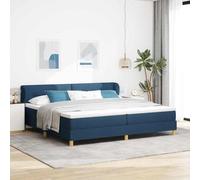 Box Spring élégant Tissu Design Moderne tête Ajustable Bleu 200 x 200 cm | Lit à Ressorts avec Matelas Bleu 200x200 cm Tissu, Cadre en Bois Pin Massif, Tête de Réglable 2 Hauteurs, Sourmattelas
