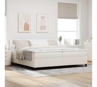 Box Spring Moderne avec tête de lit Crème 200 x 200 cm | Lit à Ressorts Ensemble avec Tête de Lit Réglable Crème et Blanc 200x200 cm Matelas Inclus Boîte Ressorts Moderne pour