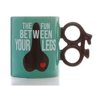 Boxer Gifts Mug « Fun Between Legs » en forme de vélo | Poignée unique en forme de vélo | Cadeau amusant d'anniversaire de Noël secret pour les cyclistes, céramique, bleu, taille unique