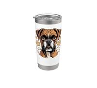Boxer Square Snout Portrait Bold Gobelet isotherme en acier inoxydable double paroi