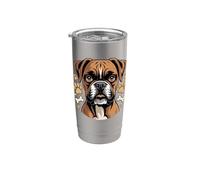 Boxer Square Snout Portrait Bold Gobelet isotherme en acier inoxydable double paroi