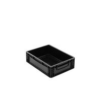 BOXIO - SOLO UP : bac de rangement 40x30x12 cm - Eurobox noire en plastique, boîte empilable idéale pour le camping, la cave ou le jardin - compatible avec autres bacs norme Europe