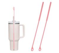 BOXOB 2pcs Brosse de Nettoyage Paille en Silicone, 24cm Brosse Réutilisable Extra Longue pour Stanley Métal Verre Outil Nettoyage Flexible pour Bouchon de Bouteille Fentes Tuyaux Tubes (Rose)
