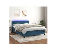 VIDAXL Sommier à lattes avec matelas LED - Bleu foncé Velours