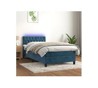 VIDAXL Sommier à lattes LED et matelas - Bleu foncé 90x200cm
