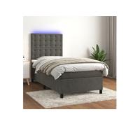 vidaXL Sommier tapissier matelas et LED Gris foncé 100x200 cm Velours