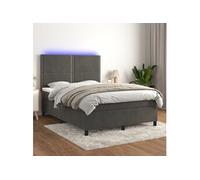 Boxspring met matras en LED fluweel donkergrijs 140x190 cm3136060
