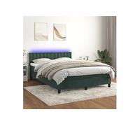 vidaXL Sommier à lattes de lit avec matelas LED Vert foncé 140x190 cm