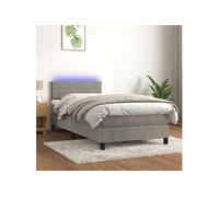 Boxspring met matras en LED fluweel lichtgrijs 100x200 cm3134447