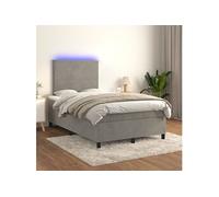 Boxspring met matras en LED fluweel lichtgrijs 120x200 cm3135993