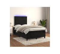vidaXL Boxspring met matras en LED fluweel zwart 120x200 cm3136175 Noir G