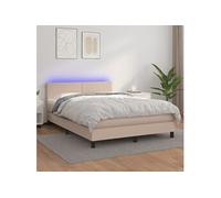 vidaXL Sommier tapissier matelas LED Cappuccino 140x190 cm Similicuir