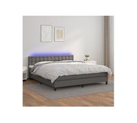 Boxspring met matras en LED kunstleer grijs 160x200 cm3134235
