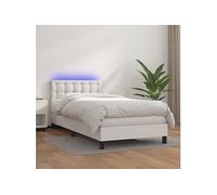 vidaXL Sommier à lattes LED - Blanc 90x190cm similicuir