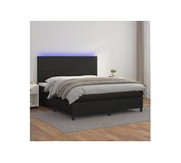 Boxspring met matras en LED kunstleer zwart 160x200 cm3135831