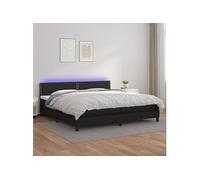 vidaXL Sommier tapissier avec matelas et LED Noir 200x200cm Similicuir