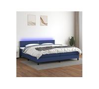 vidaXL Sommier tapissier et matelas et LED Bleu 200x200 cm Tissu