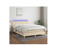 Boxspring met matras en LED stof crÃmekleurig 140x190 cm3133554