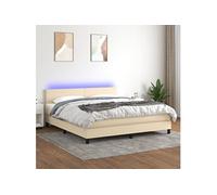 vidaXL Sommier tapissier avec matelas et LED Crème 180x200 cm Tissu