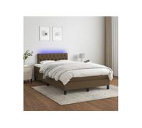 vidaXL Sommier tapissier matelas et LED Marron foncé 120x200 cm Tissu