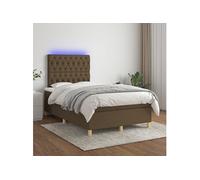 Boxspring met matras en LED stof donkerbruin 120x200 cm3135664