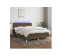 Boxspring met matras en LED stof donkerbruin 140x190 cm3133792