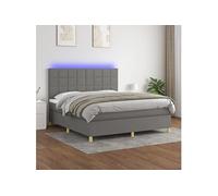 Boxspring met matras en LED stof donkergrijs 160x200 cm3135446