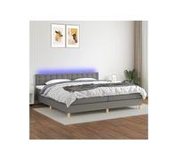 vidaXL Boxspring met matras en LED stof donkergrijs 200x200 cm3134062 Gris G