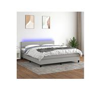 vidaXL Sommier tapissier matelas et LED Gris clair 160x200 cm Tissu