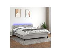 Boxspring met matras en LED stof lichtgrijs 160x200 cm3133405