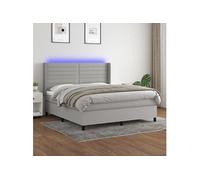 VIDAXL Sommier à lattes avec matelas et LED Gris clair