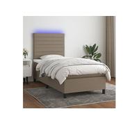 vidaXL Sommier tapissier avec matelas et LED Taupe 100x200 cm Tissu