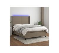 Boxspring met matras en LED stof taupe 140x190 cm3138153