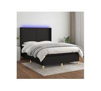 vidaXL Sommier tapissier avec matelas et LED Noir 140x190 cm Tissu