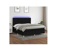 Boxspring met matras en LED stof zwart 160x200 cm3135687