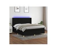 Boxspring met matras en LED stof zwart 160x200 cm3139207