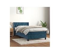 vidaXL Sommier à lattes avec matelas - Bleu foncé 100x200 cm