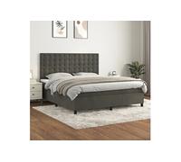 Boxspring met matras fluweel donkergrijs 180x200 cm3143278