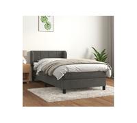 vidaXL Lit à sommier tapissier et matelas Gris foncé 90x190 cm Velours