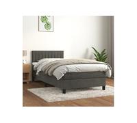 Lit à sommier tapissier et matelas Gris foncé 90x190 cm Velours