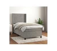 Boxspring met matras fluweel lichtgrijs 100x200 cm3132543