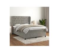 vidaXL Lit à sommier tapissier et matelas Gris clair 140x200cm Velours
