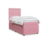 vidaXL Sommier à lattes de lit avec matelas Rose 100x200 cm Velours