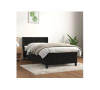 VIDAXL Sommier à lattes avec matelas - Velours Noir 100x200 cm