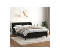 vidaXL Lit à sommier tapissier avec matelas Noir 140x200 cm Velours