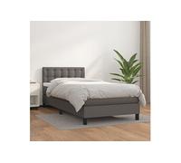 Boxspring met matras kunstleer grijs 90x190 cm3141099