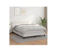 vidaXL Lit à sommier tapissier avec matelas Blanc 140x190cm Similicuir