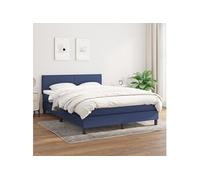 vidaXL Lit à sommier tapissier avec matelas Bleu 140x190 cm Tissu