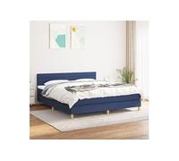 vidaXL Lit à sommier tapissier avec matelas Bleu 160x200 cm Tissu
